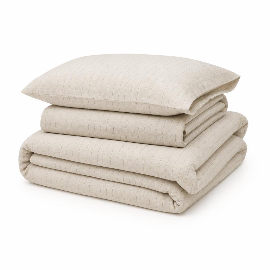 Oat Pinstripe Linen Set — image 1